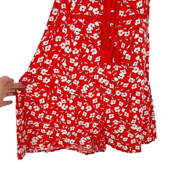 Spiritual Gangster Red Floral Romper with Tassels Size Small - Picture 6 of 14
